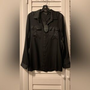 VERTIGO Black Blouse, Size M, 100% silk